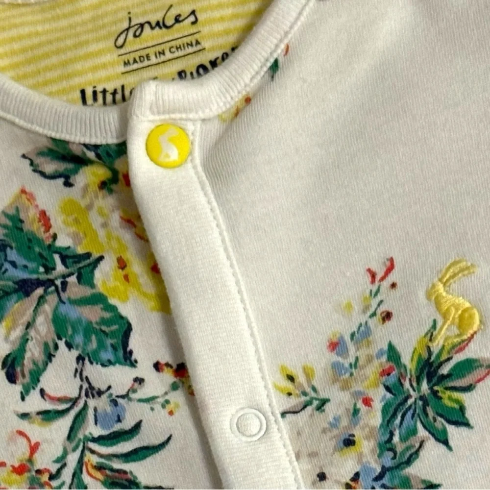 Joules Baby Girls Footed Sleeper – Floral Razzmatazz Print – Size 0-3 Months - Picture 2 of 8